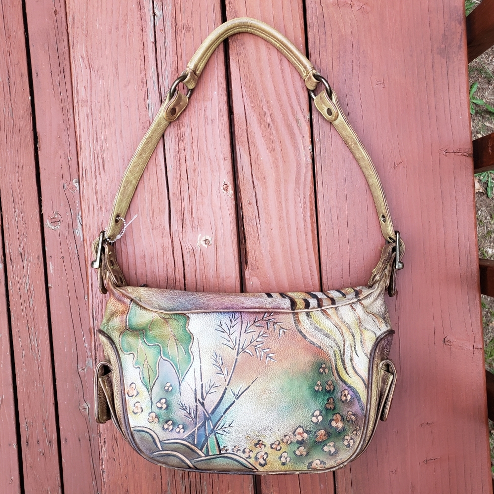 Older Anuschka Leather - Unique Hand-Painted Purse - One Strap
